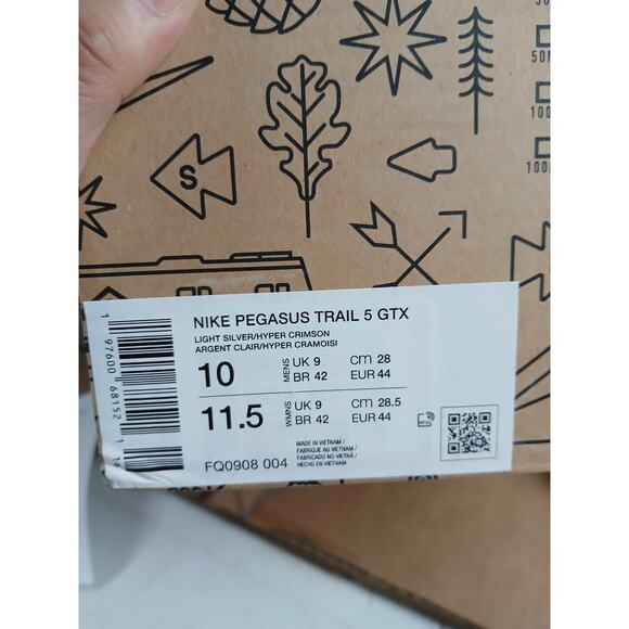 USED Nike Pegasus Trail 5 Mens Trail Running Shoe ,Silver/Wild Mango/Coral-Sz 10 - Picture 5 of 5